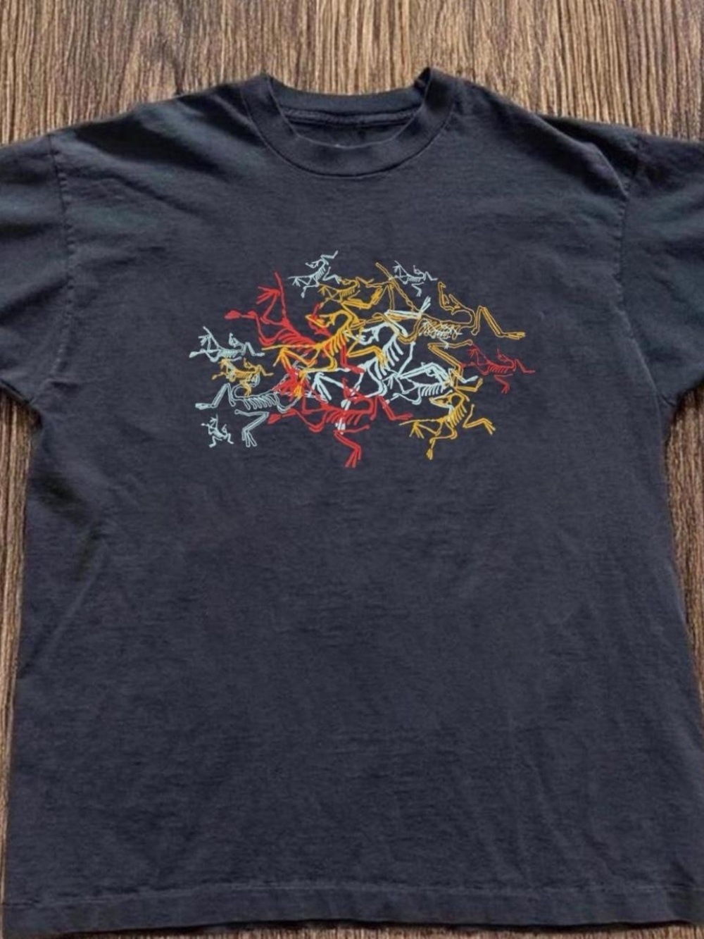 Gildan Black Short Sleeve Tee with Multicolor Skeleton Graphic